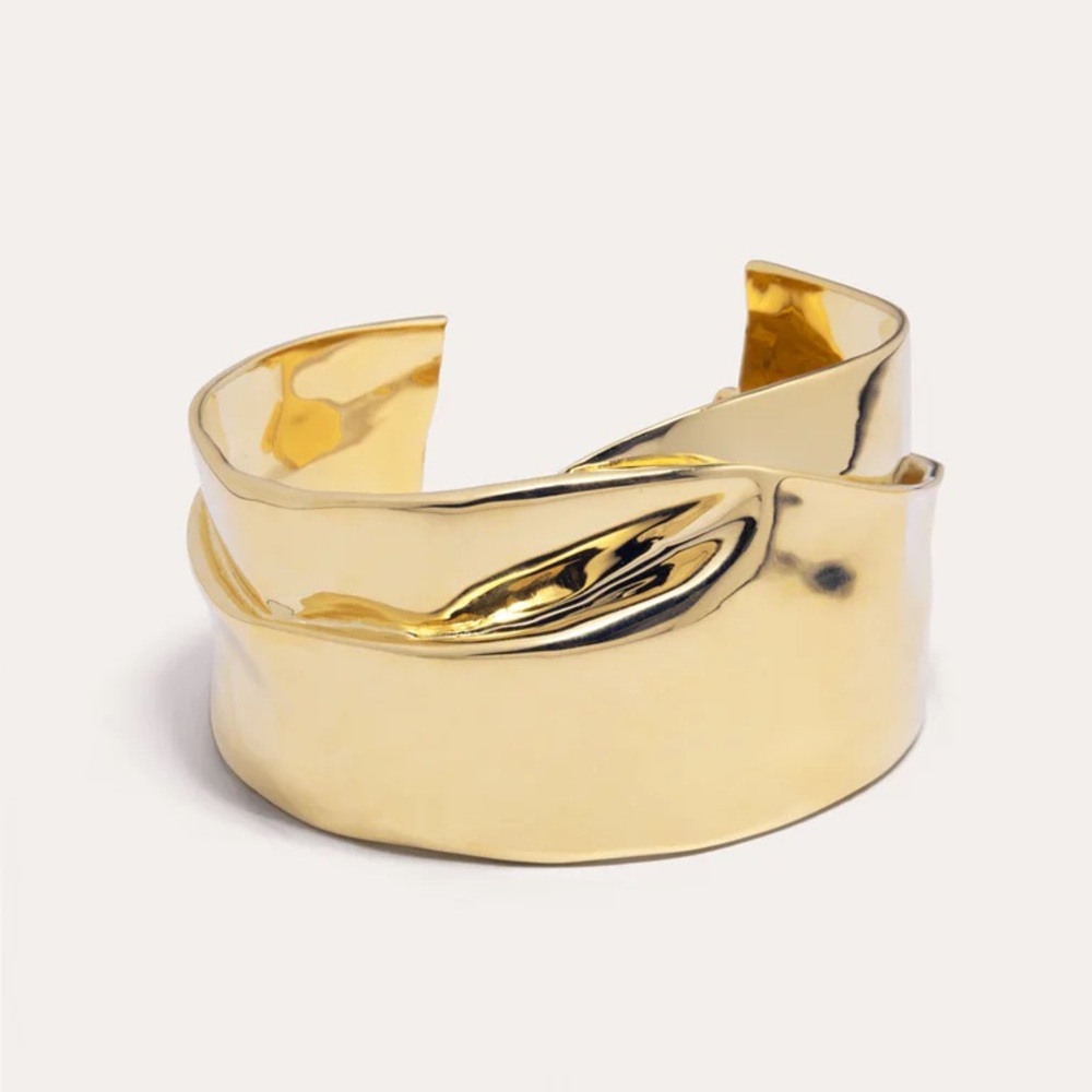 Completed Works Soggy Envelope sculptural Bracelet Cuff in gold